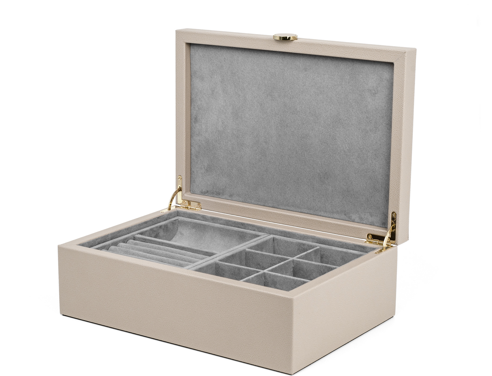 Шкатулка для драгоценностей Prestige - 27X16XH6,6 см / зернистая кожа_темно-серый