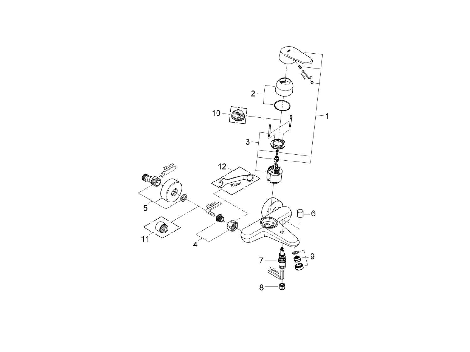 Однорычажный настенный смеситель для ванны / душа Grohe Eurodisc Cosmopolitan ARCH-00012382 - Вид №3