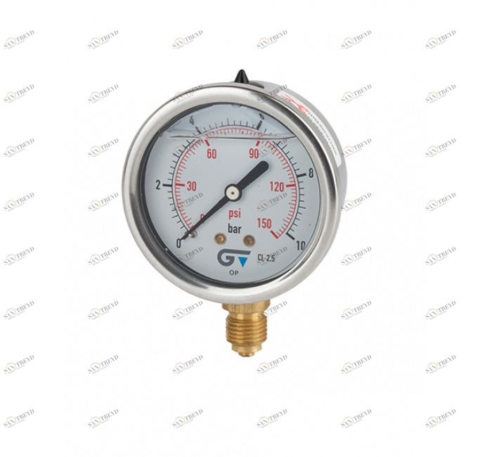 GENEBRE 3822 012 Манометр Ø 63 с глицерином, нижнее соединение, резьба BSP 