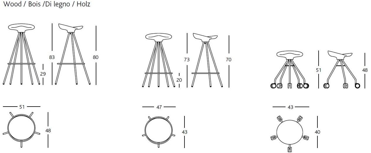 BD Barcelona Design Высокий табурет на жердочке из алюминия и дерева Jamaica sun-id-1371570 - Вид №7