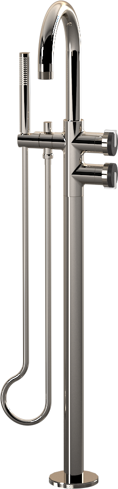 E-11554-R1BK-L1WT-PN Смеситель напольный отдельностоящий (внешняя часть) GRAFF MOD+