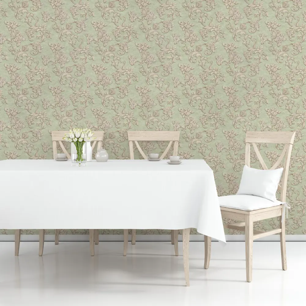 Обои бумажные Московская Обойная Фабрика Соланж зелёные 0.53 м 334512-6 СоланжВираж STLM-2107023 - Вид №2