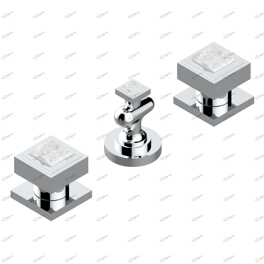 A2U-207 Смеситель для биде на три отверстия с направленным вверх распылителем и донным клапаном Thg-paris Masque de Femme, métal lisse Хром A2U 207 A02 CAT.A