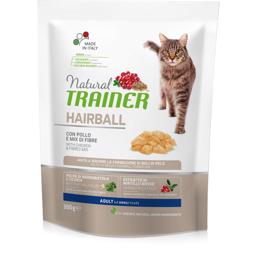 ПР0059541*8 Корм для кошек TRAINER Natural Hairball для выведения шерсти, курица сух. 300г (упаковка - 8 шт) NATURAL TRAINER 