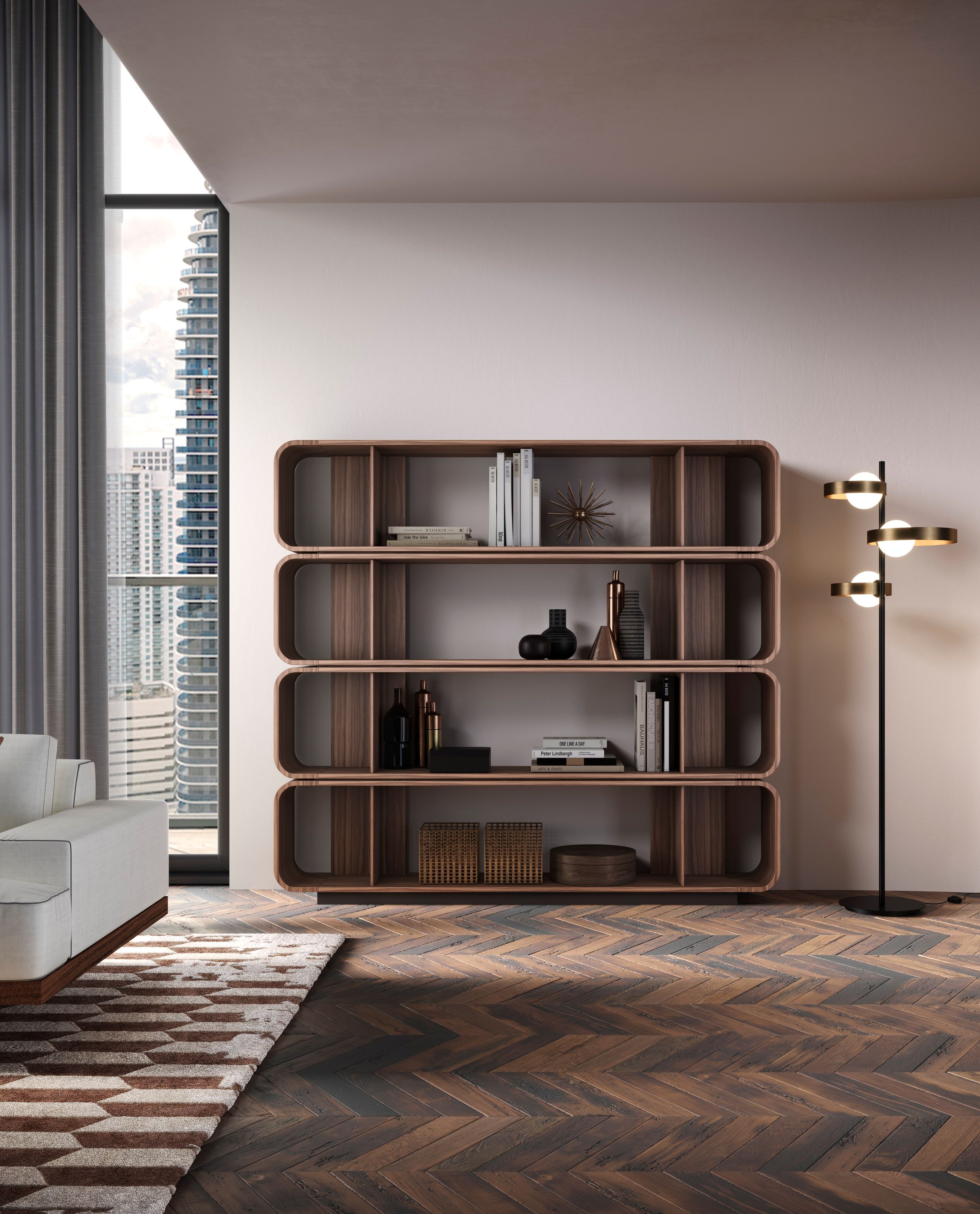 Деревянный двухсторонний книжный шкаф Barba design Round Up ARCH-00050623 - Вид №2