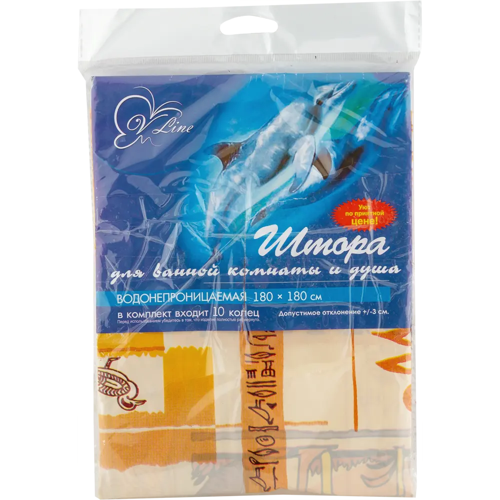 Штора для ванной комнаты «Египет» 180х180 см цвет бежевый V-LINE Полиэтилен с рисунком STLM-2089892 - Вид №5