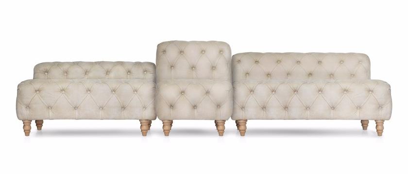 Mineheart Модульная скамья из тафтинговой кожи Miss chester Fur/005-lea-s//vel-s - Вид №1