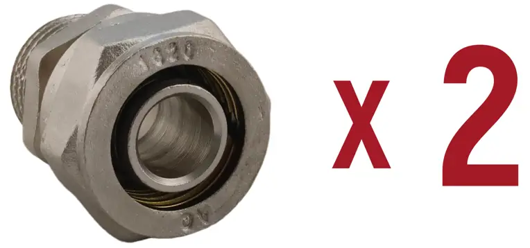 91222734 Переходник обжимной Aqualink наружная резьба 1/2"х3/4" никелированная латунь k18306 2 шт. STLM-0806253