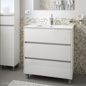 85113 SALGAR Мебель для умывальника ARENYS 800 WHITE GLOSS LACQUERED + Раковина Глянцевый белый