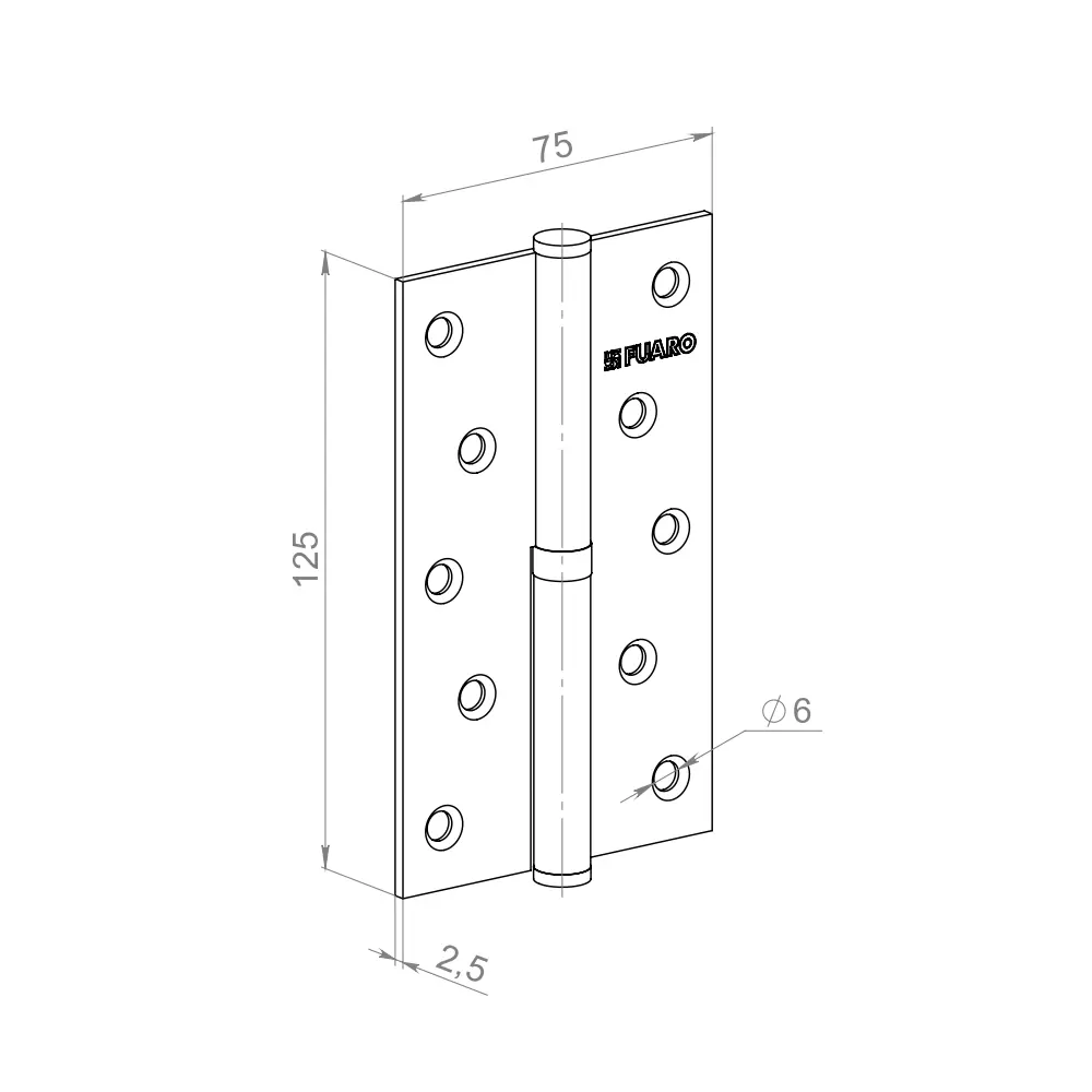 Петля карточная съемная Fuaro левая 125x75x2.5 мм сталь цвет золото STLM-2016175 - Вид №2
