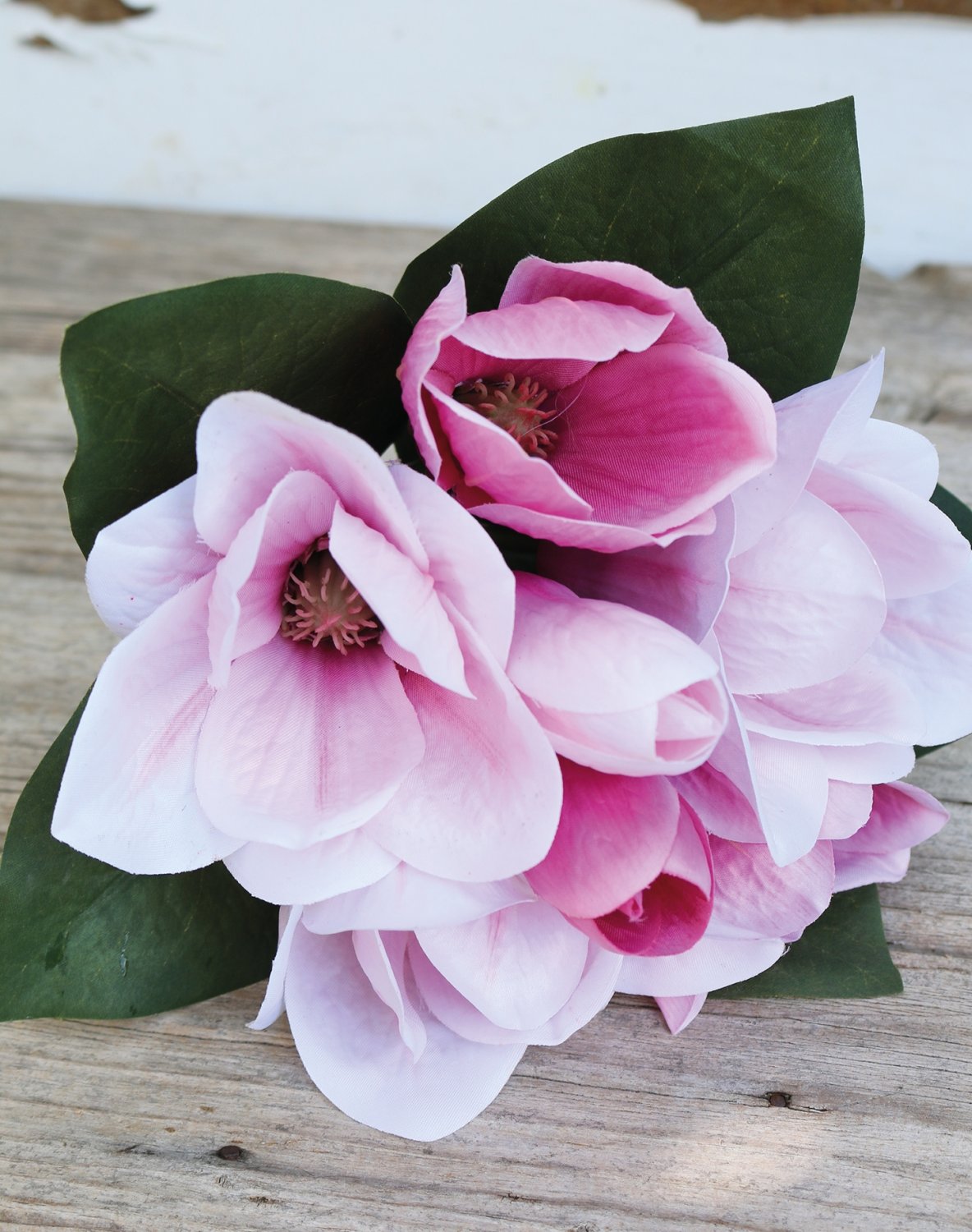 3014 515 a3 Искусственный букет магнолии, 7 цветков, 31 см, розовый H-andreas  - Вид №2