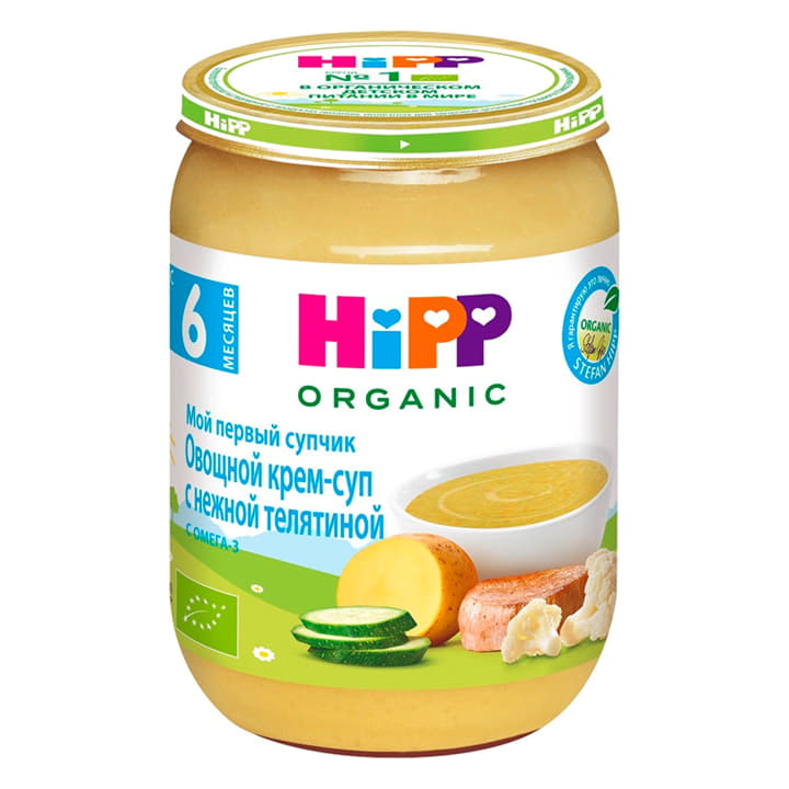 Крем-суп овощной с нежной телятиной с 6 месяцев HiPP 190 г Santreyd 15718 - Вид №1