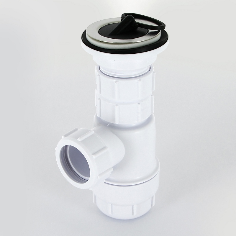 Сифон McAlpine бутылочный 1 1/4""x32 мм с выпуском 60 мм нерж. решетка пробкой выход компресс. D=32 мм MRW2L - Вид №3