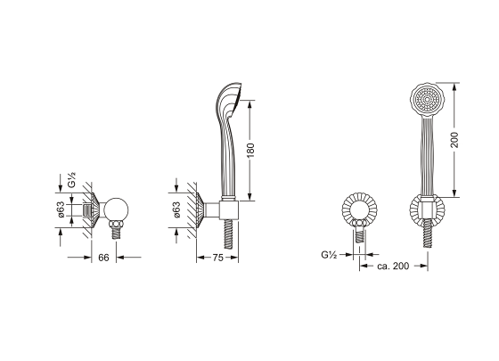 Душевой гарнитур для настенного монтажа JOERGER Cronos Crystal 637.13.200.000 - Вид №1