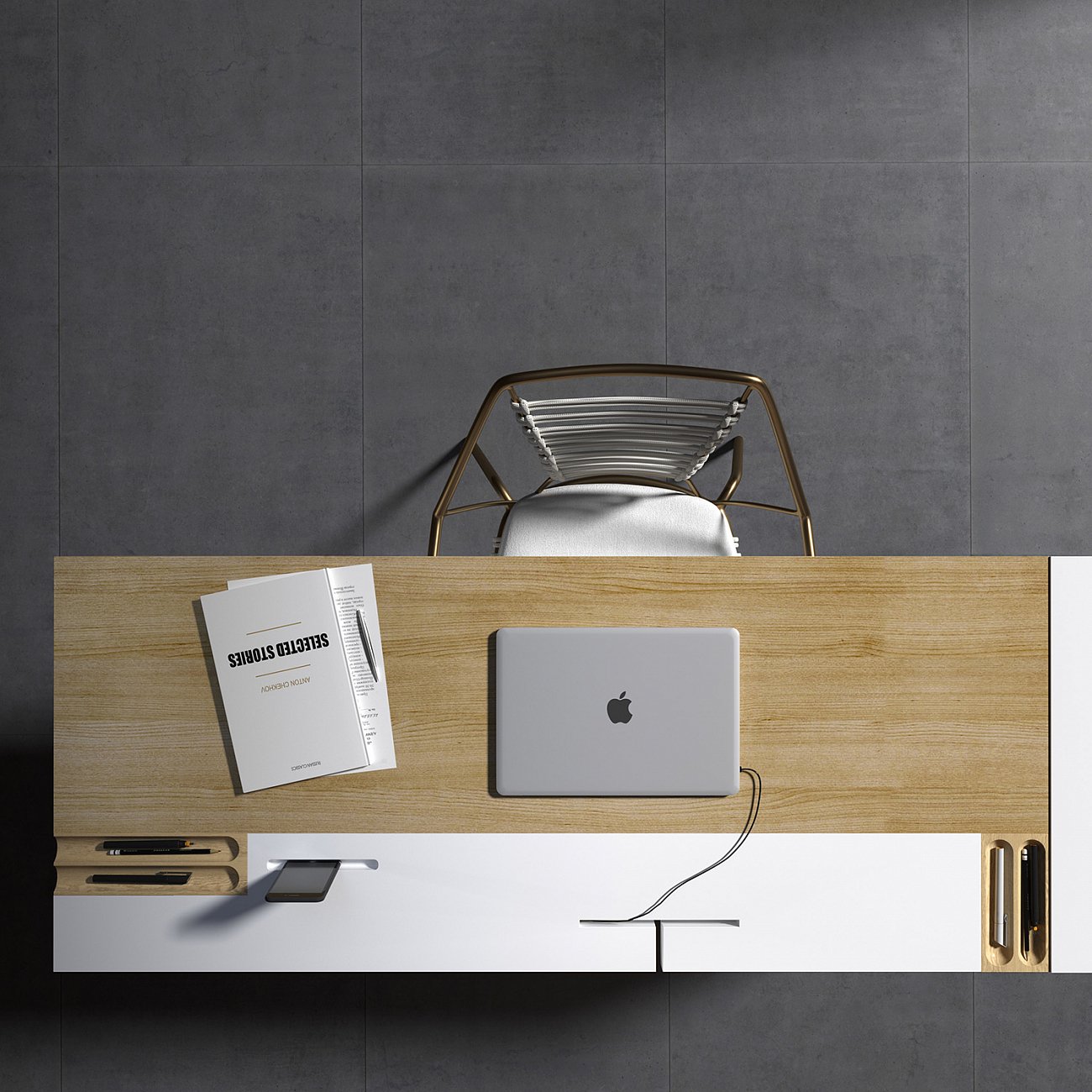 Письменный деревянный стол белый 140 см Mak BRAGIN DESIGN  00-3879379 Бежевый;белый  - Вид №4