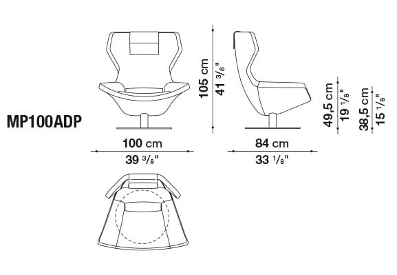 Вращающееся кресло с высокой спинкой B&B Italia ARCH-00145094 - Вид №2