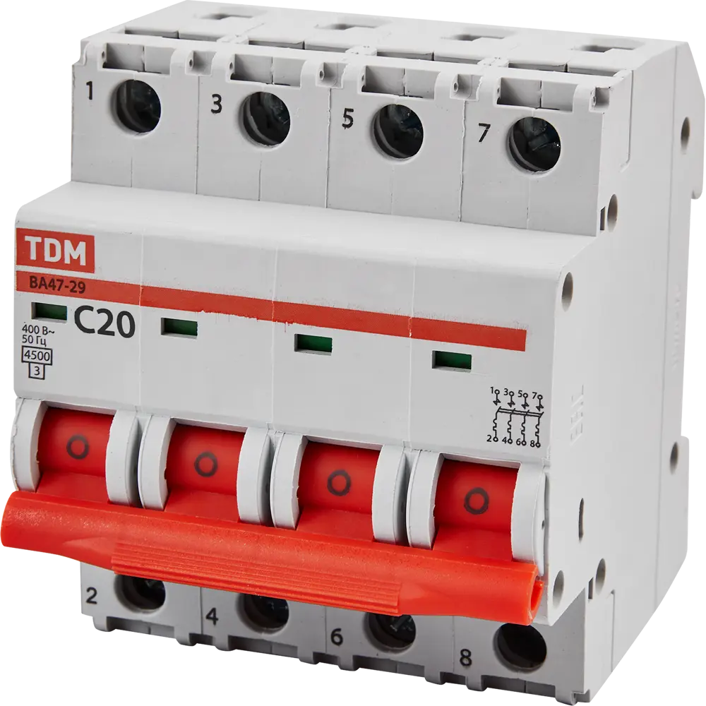 Автоматический выключатель TDM Electric ВА47-29 4P C20A 89347169 STLM-1106494