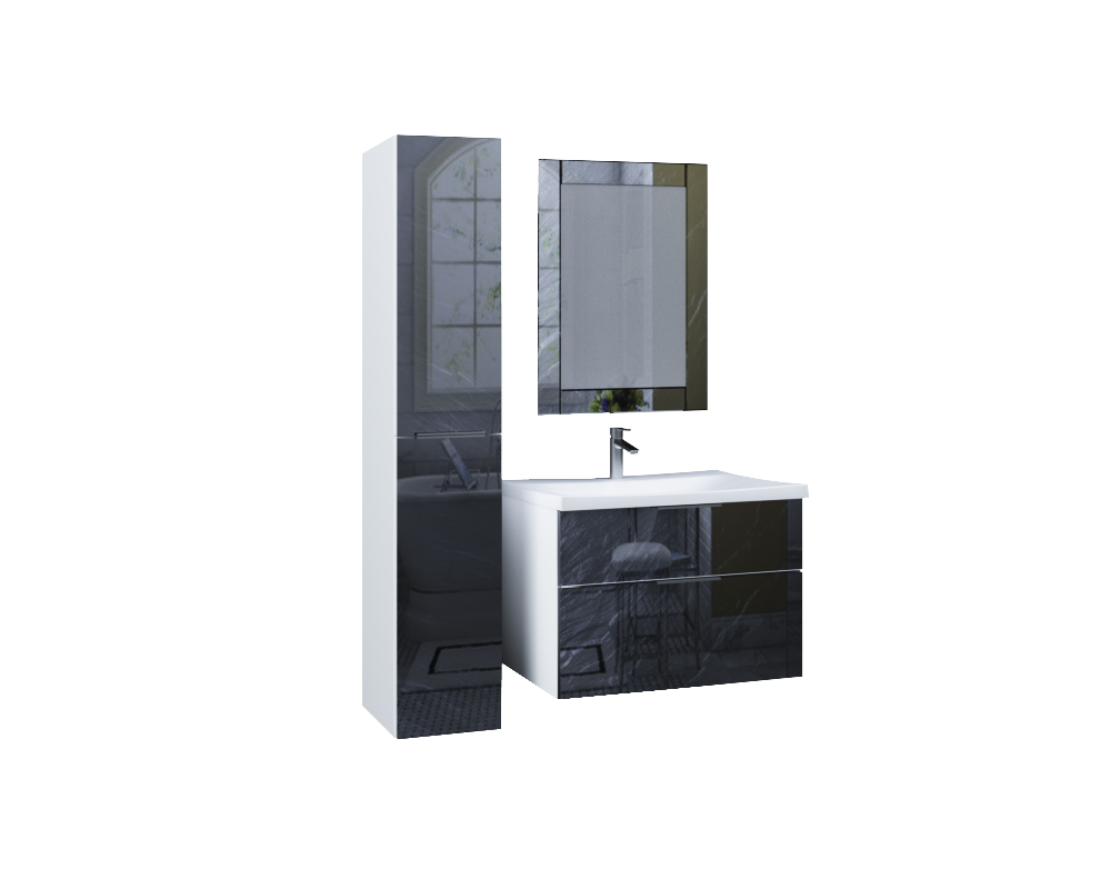 У72786 Тумба с раковиной Idalgo 75П 2в.я. Black stone 1 Marka Idalgo 