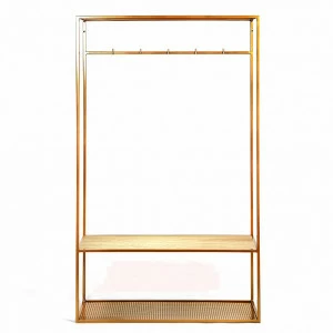 Вешалка в прихожую с полкой золото, светлый дуб Hallra gold INTELLIGENT DESIGN ВЕШАЛКИ HALLRA 261044 Золото;коричневый