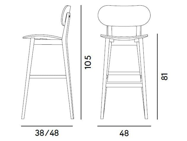 Высокий табурет из бука со спинкой Billiani Gradisca ARCH-00124401 - Вид №5