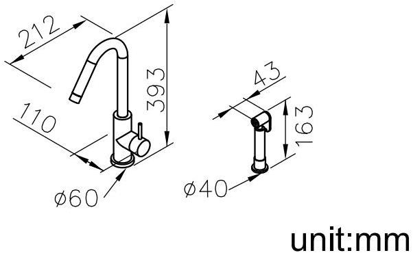 JUSTIME Смеситель для кухни на столешнице из нержавеющей стали Still one 7772-96-82s1 - Вид №1