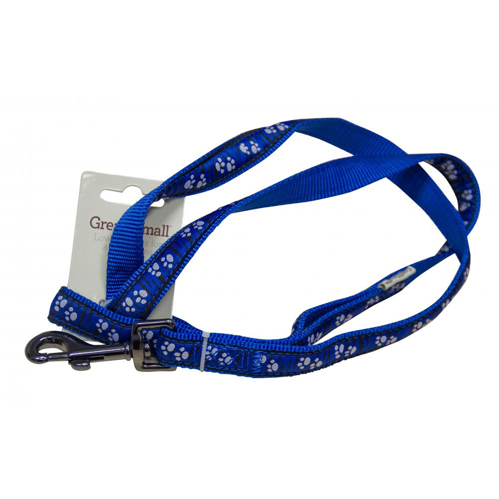 ПР0043581 Поводок для собак с принтом лапки 25х750мм нейлон синий Great&Small 