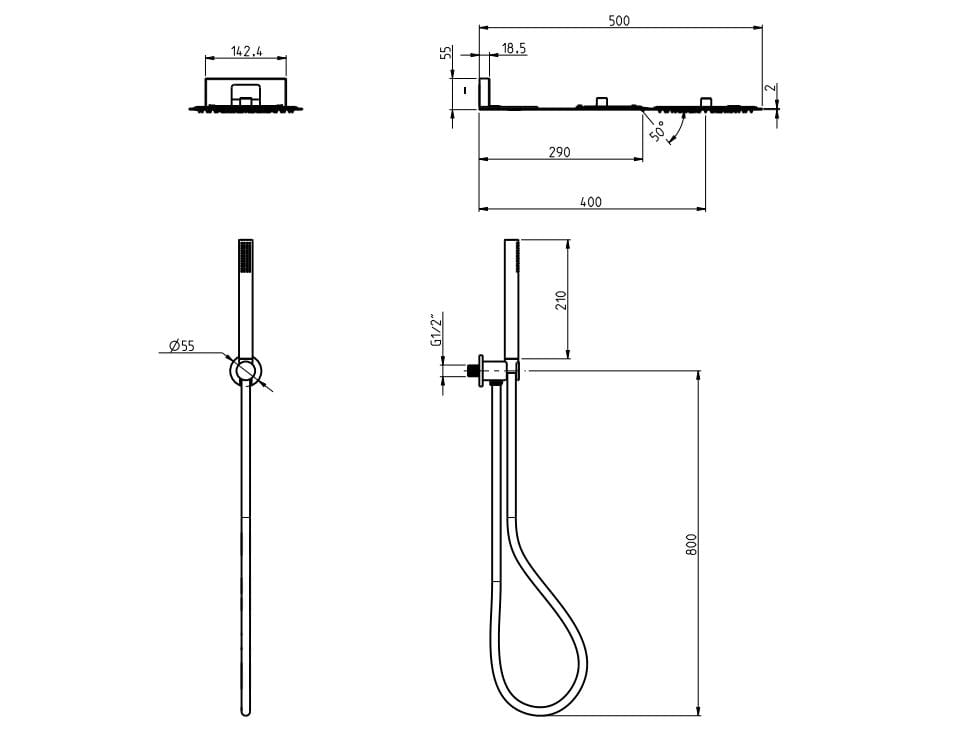 Металлический ручной душ / насадка для душа Rubinetterie Frattini душевые кабины ARCH-00018628 - Вид №1