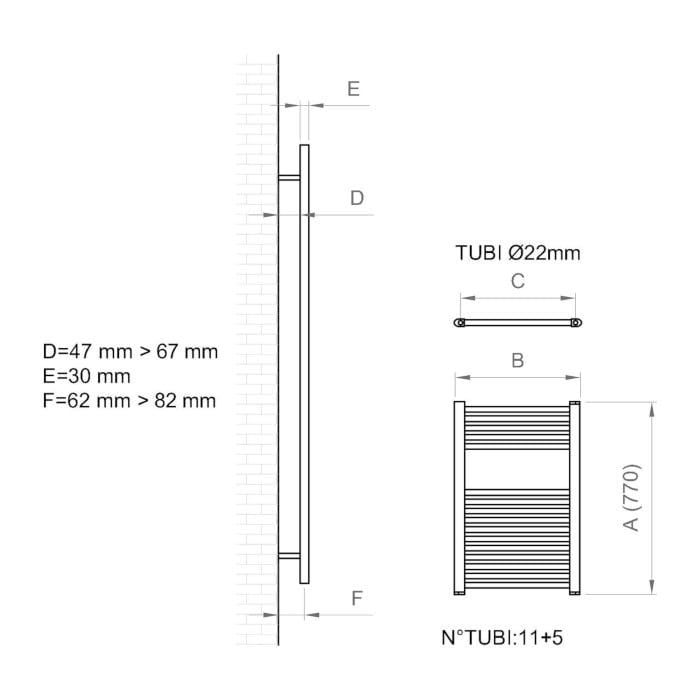 Настенный стальной полотенцесушитель с горячей водой Ercos Опера ARCH-00070616 - Вид №3