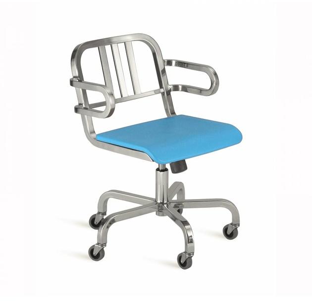 Emeco Вращающееся кресло из алюминия с подлокотниками на колесиках Nine-o™ sun-id-1483644 - Вид №2