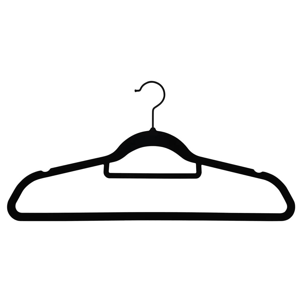 Плечики Spaceo 45 см пластик с флоковым покрытием цвет чёрный 8 шт STLM-2069502 - Вид №1