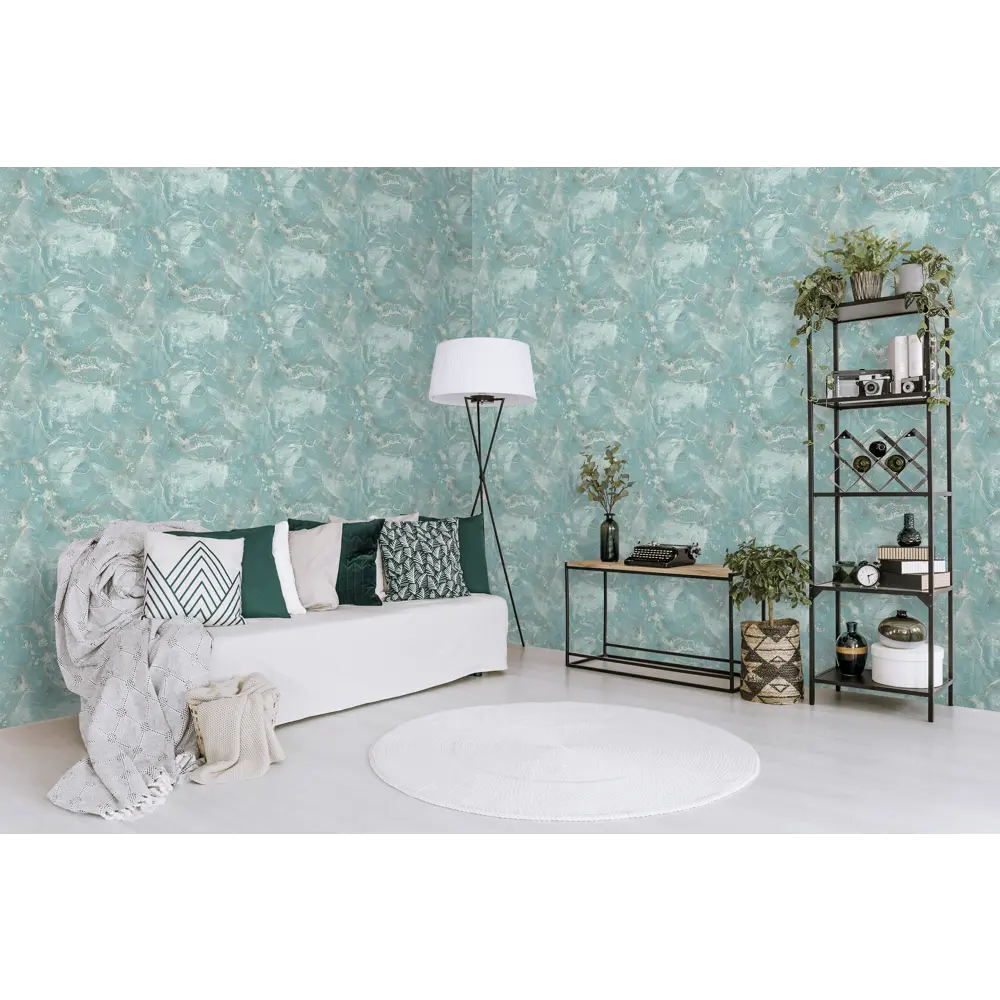 Обои флизелиновые ATELIERO Moana с текстурой штукатурки в зеленых тонах 89391012 STLM-1565779 - Вид №4