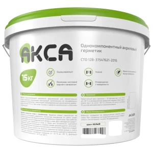 Герметик акриловый АКСА белый 15 кг для наружных работ 89413896