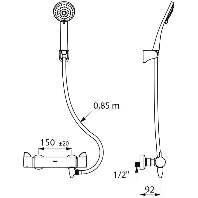 H9741HYG Термостатический душевой комплект SECURITHERM Securitouch DELABIE  - Вид №1