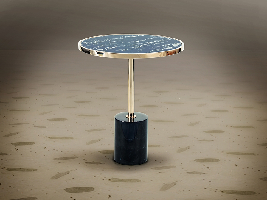 098656 Столик придиванный Ø46 черный/золотой Schuller Dekala 