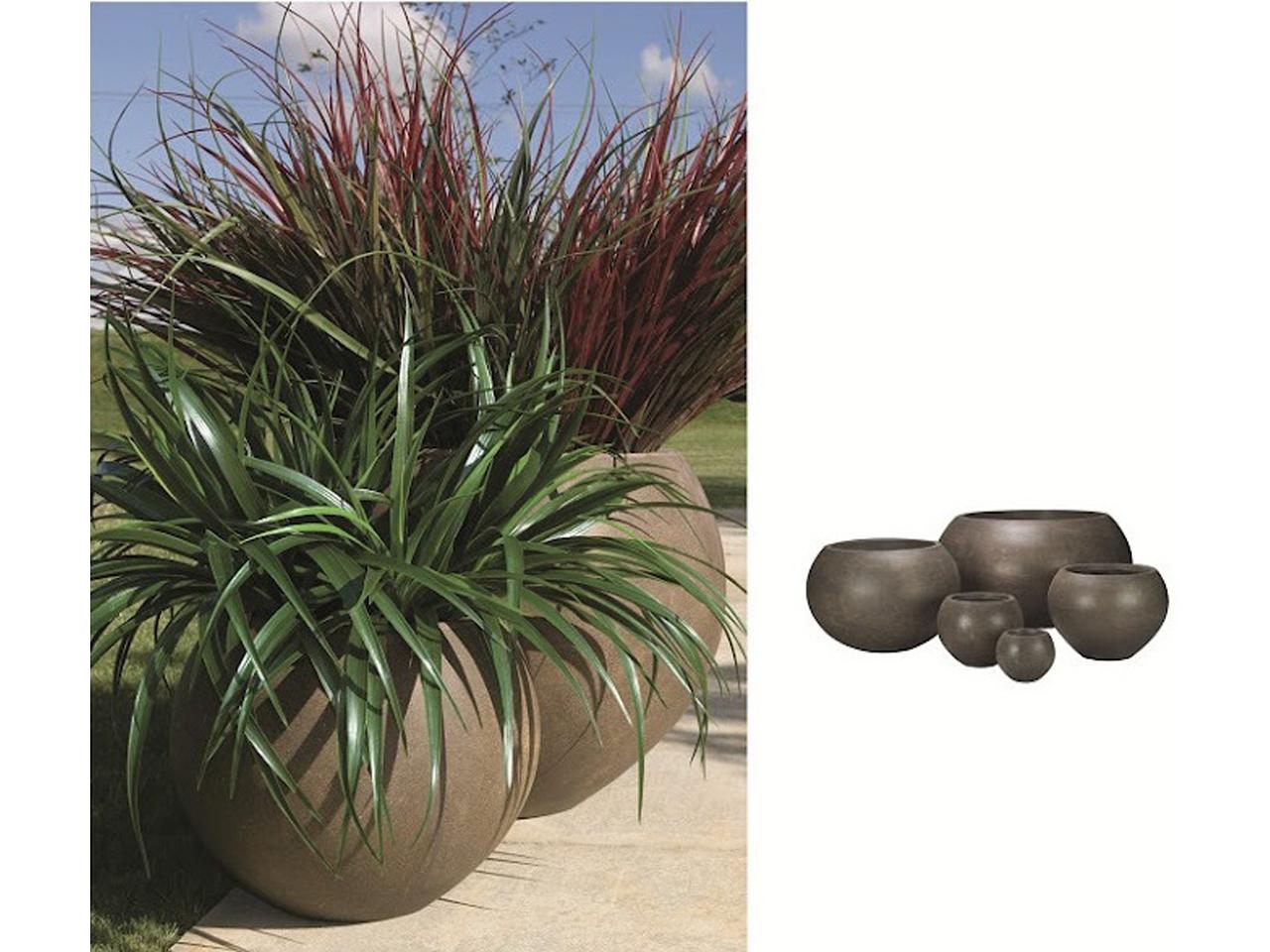 Уличный вазон круглый 40х32 см белый мрамор "Бирмингем" CAPI EUROPE СОВРЕМЕННЫЙ 081684 Белый  - Вид №2