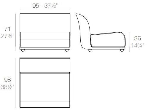 VONDOM Садовый диван из модульной ткани Suave sun-id-1385905 - Вид №17