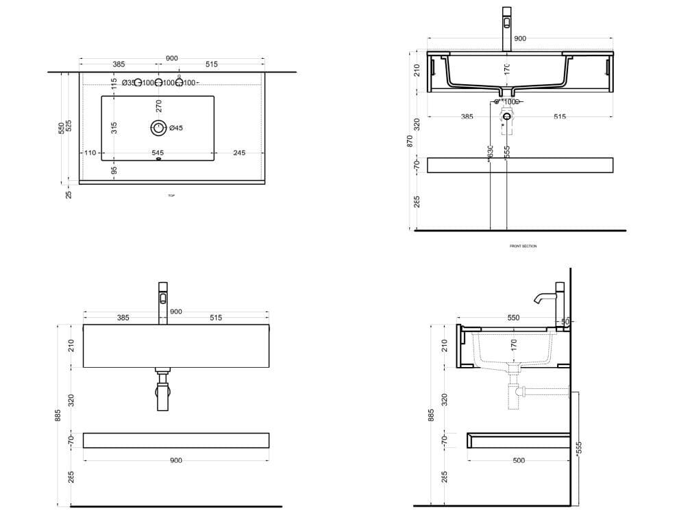 Деревянный подвесной умывальник со встроенным умывальником Ceramica Cielo Filo ARCH-00081085 - Вид №2