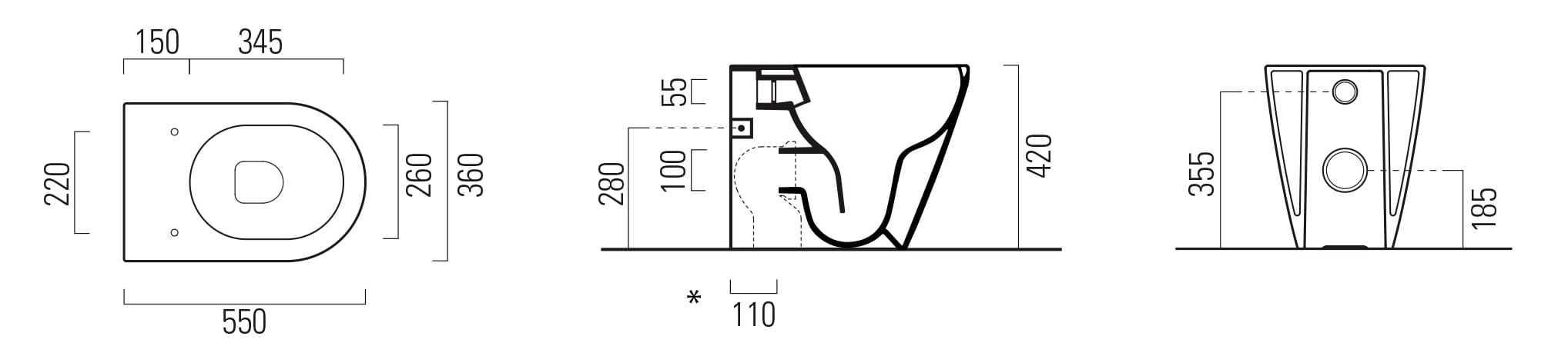 Туалет провод стены без Брида пол GSI ceramica Kube X ARCH-00032660 - Вид №6