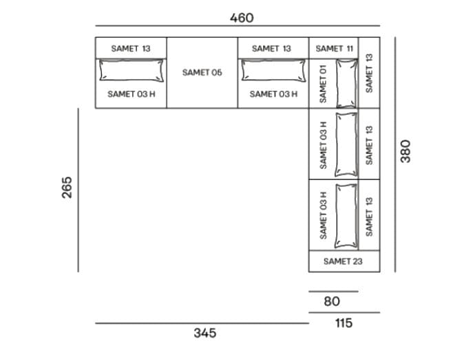 Модульный угловой диван из ткани Gervasoni Samet ARCH-00092348 - Вид №4