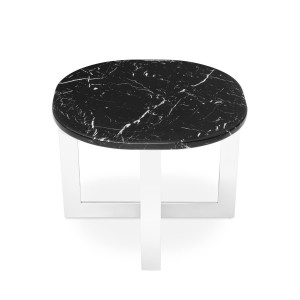 450277-BS ABHIKA Боковой столик GLORY H45 D60 BLACK/SILVER