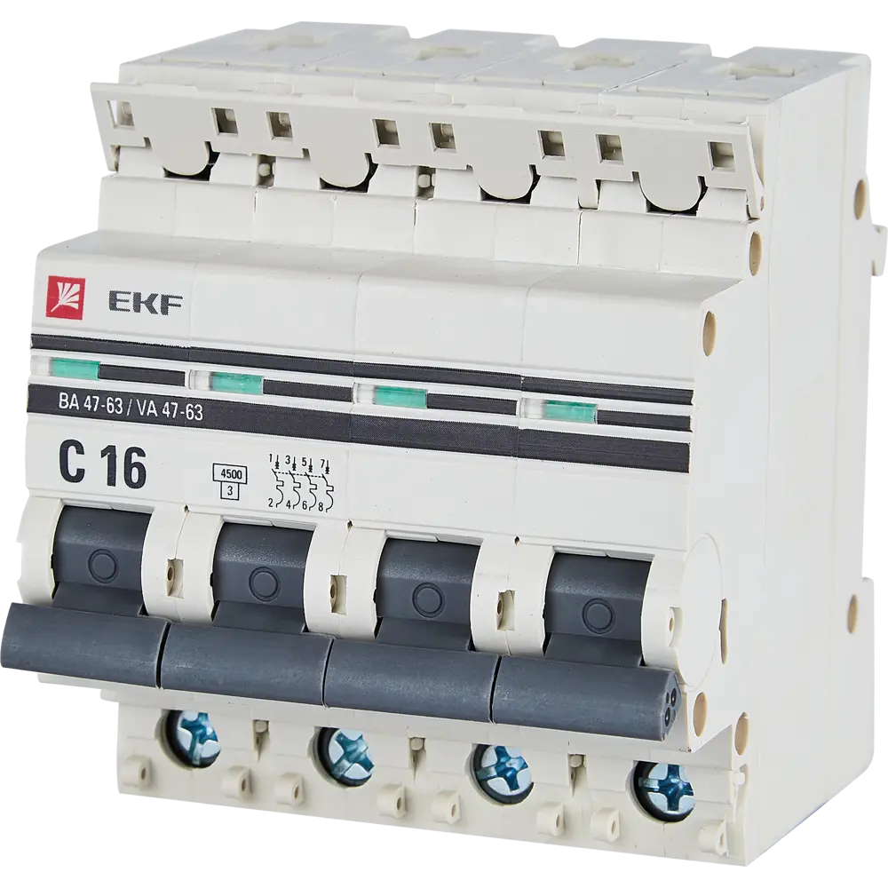 Автоматический выключатель EKF ВА47-63 4P 16A для защиты электросетей 82421368 STLM-1351358