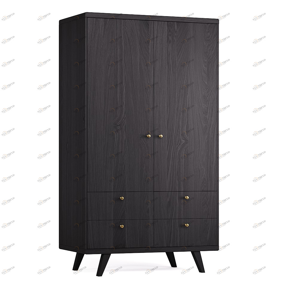 Шкаф распашной двухдверный с ящиками черный Thimon №2 THE IDEA  210436 Черный 