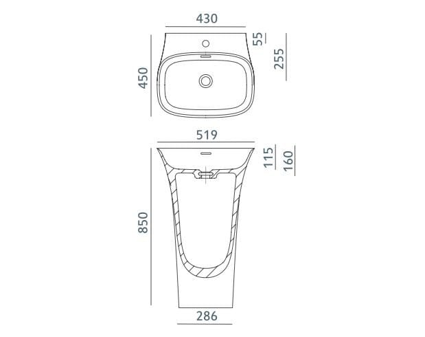 Прямоугольная отдельно стоящая раковина из Dolotek© Acquabella Acquawhite ARCH-00080935 - Вид №3