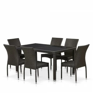 Обеденная группа плетеная коричневая на 6 персон Bers AFINA  241099 Коричневый