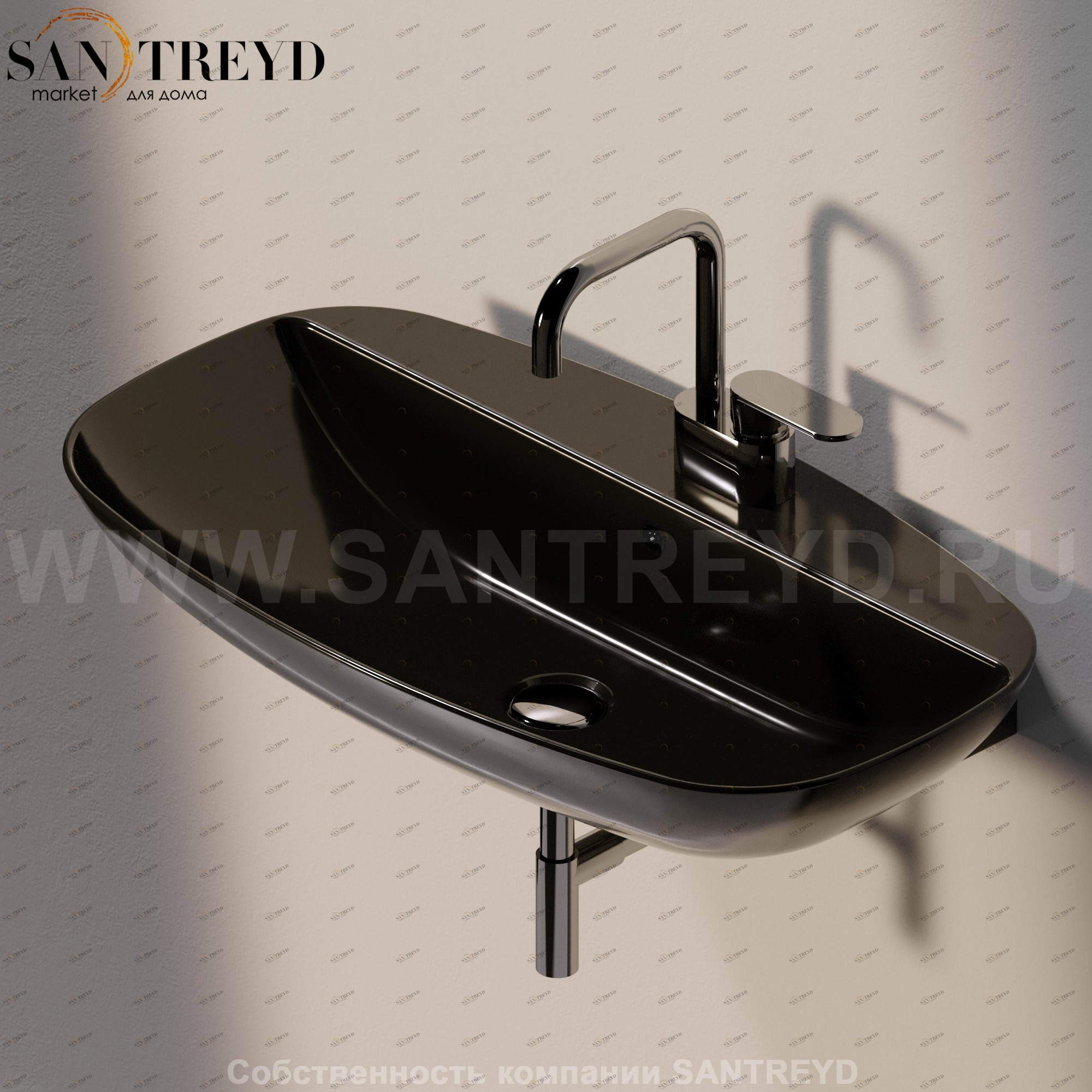 ND75PR.9017 Подвесная раковина настенная прямоугольная Ceramica Flaminia Nuda черная