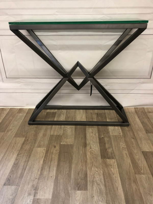 Консоль черная металлическая со стеклянной столешницей высокая 82 см Connor от Eichholtz EICHHOLTZ EICHHOLTZ 061011 Черный  - Вид №2