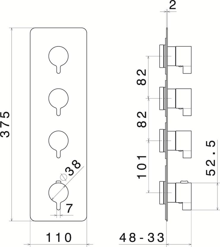 newform Термостатический смеситель для душа с тарелкой Termostatici multiutenza 3 uscite 67613e - Вид №1