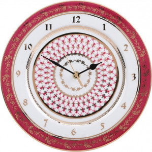 10611134 Императорский фарфоровый завод Часы декоративные d27см "Сетка - Блюз" "Европейская-2" Фарфор твердый