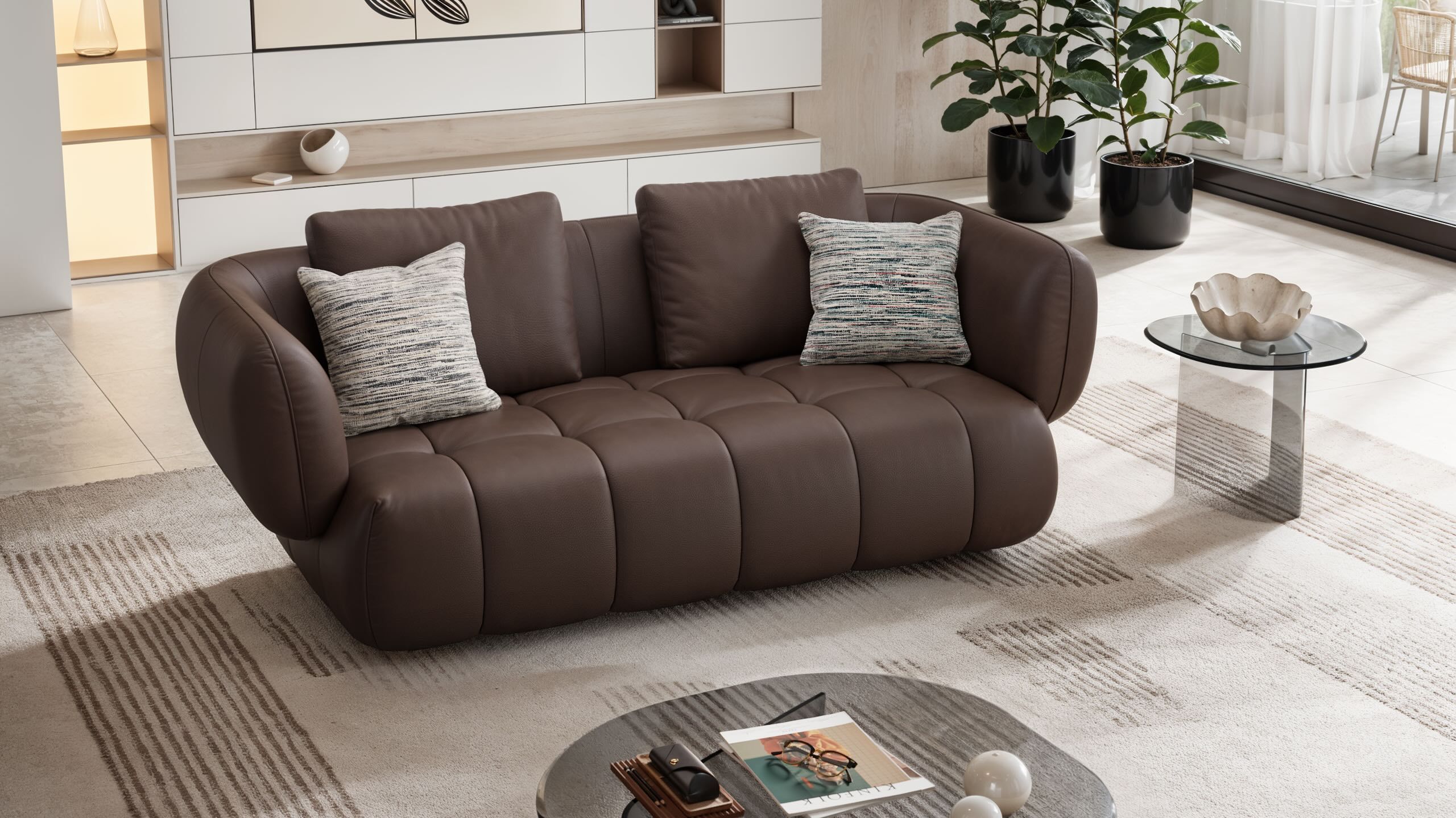 2-местный кожаный линейный диван Sofanella море ARCH-00108137 - Вид №7