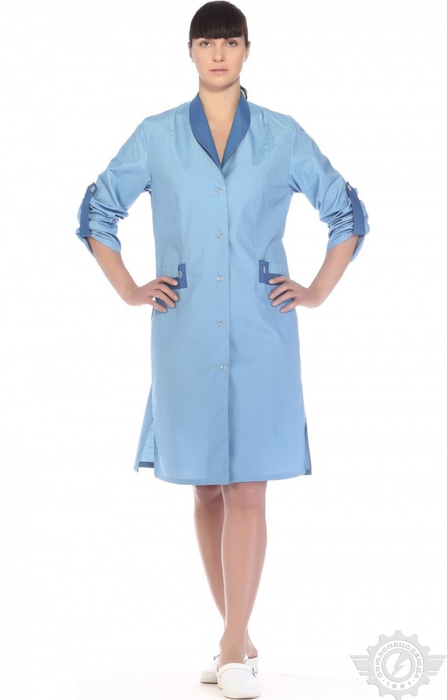 61740 Халат "Радуга" длинный рукав голубой  Одежда для обслуживающего персонала  размер 64 Спецодежда  - Вид №11